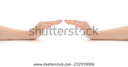 Two hands isolated on a white background