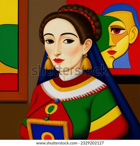 The image of women  colourful clothes oil painting