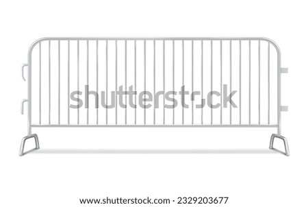 Metal interlocking barricade fence panel. Bike rack barricade. Steel crowd control barrier. Realistic vector illustration Royalty-Free Stock Photo #2329203677