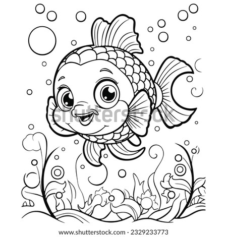 Minimalist Kawaii Fish Coloring Page 