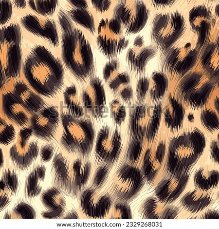 Leopard Skin Texture Pattern Vector. Seamless Animal Wildlife Skin Pattern. Leopard Fur Camouflage Background. Royalty-Free Stock Photo #2329268031