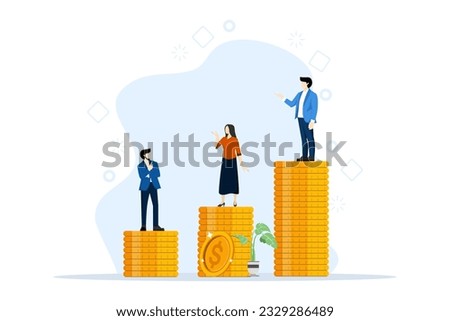 Different income concept, different salary income difference isolated. Inequality, injustice, finance concept, unfair company. vector flat cartoon graphic design illustration Royalty-Free Stock Photo #2329286489