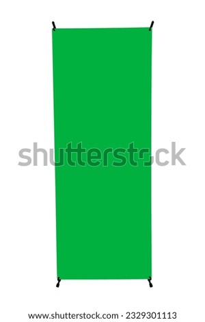 Stand frame Green screen isolated on white with clipping path. Blank billboard on the stand.