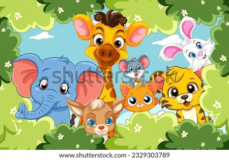 Cute Wild Animals in the Forest illustration