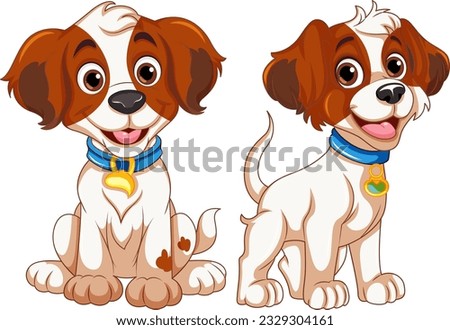 Adorable Dog in Sitting and Standing Poses illustration