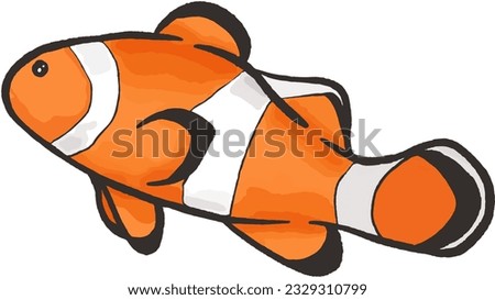clown fishes on an anemone underwater reef in the tropical ocean, vector illustration