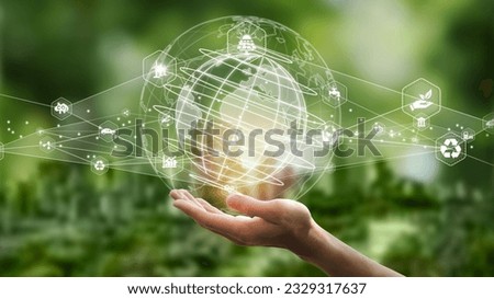 Illustration for environmental, business or green investment concepts. Virtual screen with icons on green background use for ads or web banners or whatever. Leave spaces to enter text.	
