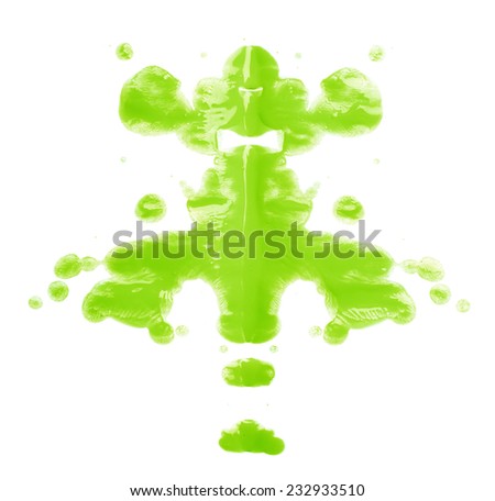 Symmetric abstract paint blot as in a Rorschach test isolated over the white background
