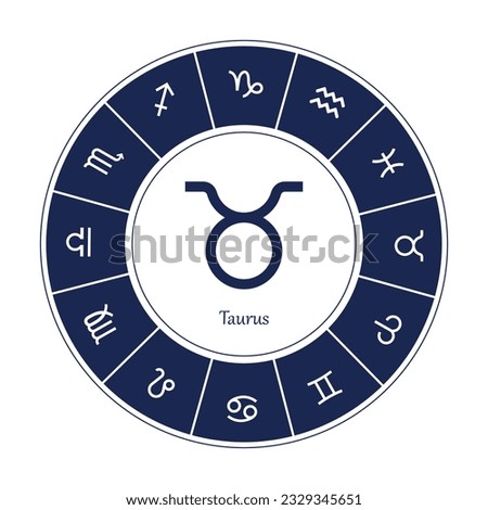 Taurus sign . Vector illustration. Taurus zodiac sign symbole on white background horoscope astrology Zodiac sign. Astrological calendar. Zodiacal black and white vector horoscope. Line symbol