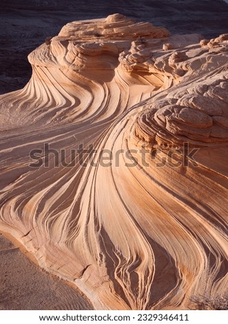 Heart of the Wave, North Coyote Buttes; Stretched striations, the Second Wave, North Coyote, Buttes; The Second Wave horizontal, North, Coyote Buttes; The Second Wave vertical, North Coyote Buttes The Royalty-Free Stock Photo #2329346411
