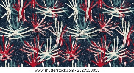 Seamless 4th of July independence day border in traditional red, white and blue colors. Modern usa stylish print for holiday decor, summer liberty graphic and united states ribbon. 