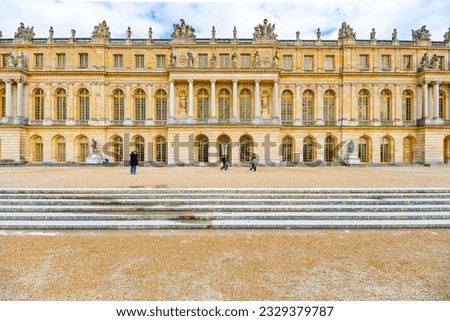 Chateau Versailles exterior view from park. Paris, France. Royalty-Free Stock Photo #2329379787