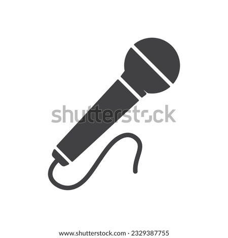 Microphone icon isolated flat design vector illustration on white background.