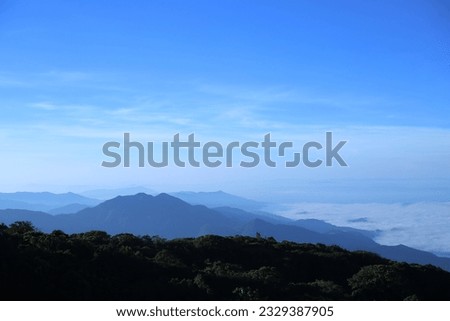 View of Doi Inthanon with fog and sky