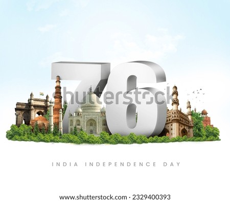 76th Independence day of India celebration.  Royalty-Free Stock Photo #2329400393