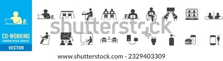 Co-working space line icon set. Included icons as coworkers, coworking, sharing office, business, company, work and more. Royalty-Free Stock Photo #2329403309