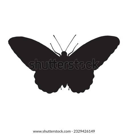 butterfly silhouette isolated black on white background vector illustration