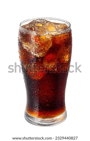 a glass of coke with ice cubes isolated on white background. Royalty-Free Stock Photo #2329440827