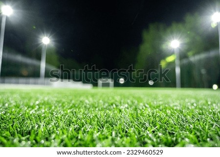 Green grass field background for soccer and football sports, volleyball. Green lawn pattern and texture background. Close-up image Royalty-Free Stock Photo #2329460529