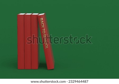 Books with inscription back to school. Education concept. Copy space. 3d render
