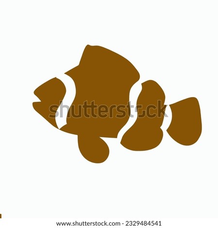Clown Fish Silhouette with Vibrant Colors , Tropical Fish and Coral Reef Vector Illustration
