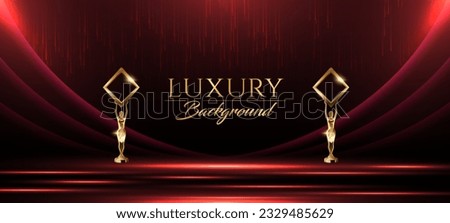 Red and Gold Award Background. Luxury Background. Modern Abstract Template. Slant golden line luxury background. Birthday illustration template. LED Motion Visual Content Graphics. Blank Template. Royalty-Free Stock Photo #2329485629