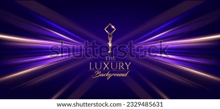 Blue Purple Golden Stage Spotlights Awards Graphics Background Celebration. Red Carpet Entry Show. Entertainment Hollywood Bollywood Template Design. Awards Background Theater Drama LED Floor.  Royalty-Free Stock Photo #2329485631