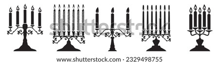 Set candle silhouettes for religion commemorative and party