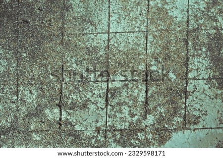Grey, Abstract background of shabby concrete wall surface with bright red yellow paint and mossy weathered parts