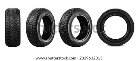 car tire , Snow tire  , winter tires  isolated on white background. Royalty-Free Stock Photo #2329632313