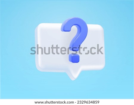 3d question mark with chat or thinking bubble, minimal style, isolated on background. Concept for social network, communication, ask, wonder, network, website. 3d vector illustration. Royalty-Free Stock Photo #2329634859