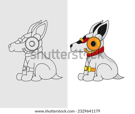 Illustration Vector Graphic Of Cute Cyborg Of Dog Good For Character, Mascot, Cloring Book