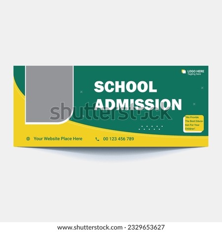 School Admission Facebook Cover and Web Banner Template, Back to School Social Media Cover Template