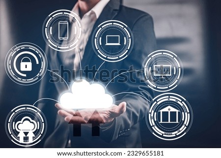 businessman typing right keyboard hand holding hand manager project research process business teaminnovation graph interface analysis stock market.work startup modern office global strategy virtual ic