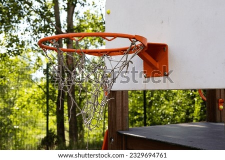 Basket of street basketball at kids playground