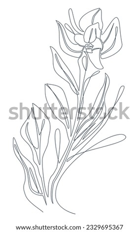 Plant. Drawing with one continuous line. Vector illustration