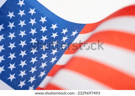 American flag background, selective focus. USA flag close up, template dsign. Place for text.