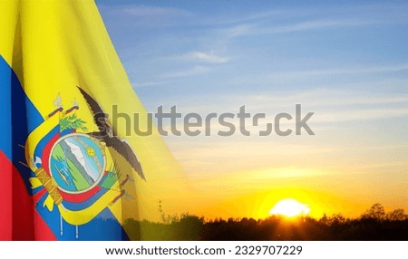 Ecuador flag against the sunset. Patriotic background Royalty-Free Stock Photo #2329707229