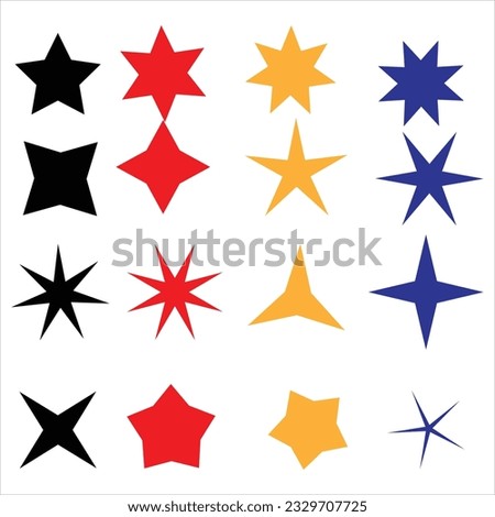 Yellow, gold, orange sparkles symbols vector. The set of original vector stars sparkle icon. Bright firework, decoration twinkle, shiny flash. Glowing light effect stars and bursts collection. Vector
