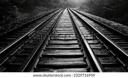 Disused Railway Track in Monochrome Royalty-Free Stock Photo #2329716959
