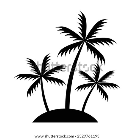 Tropical palm tree silhouette. Vector illustration isolated on white background.