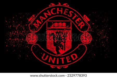 football club logo of manchester united, manchester united kingdom typography graphic design, Manchester is Red Typography,manchester word graffiti Royalty-Free Stock Photo #2329778393