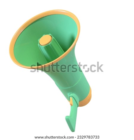 Green Megaphone 3D render Isolated Background