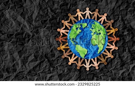United World Community and Global Unity or international diversity and earth day culture as a concept of cooperation symbol as diverse multi-cultural people holding hands for the planet earth. Royalty-Free Stock Photo #2329825225