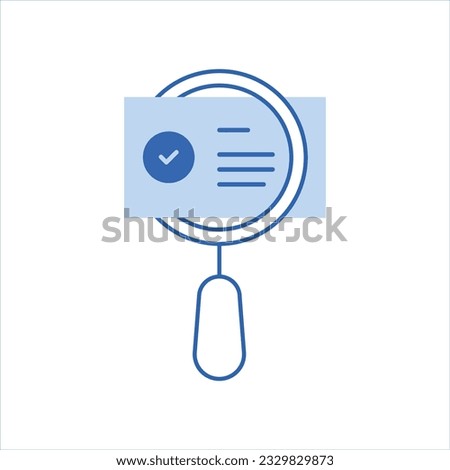 regulatory or assessment icon like paper doc research. flat outline trend simple loupe with doc logotype graphic web design element isolated on white. concept of job exam form or financial management Royalty-Free Stock Photo #2329829873