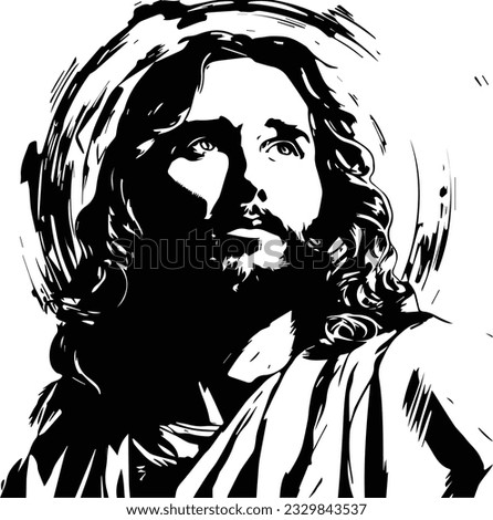 Lord Jesus Christ  black and white colouring page  Royalty-Free Stock Photo #2329843537