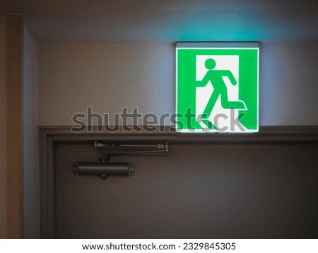 Fire exit door sign safety system Emergency exit in Public building