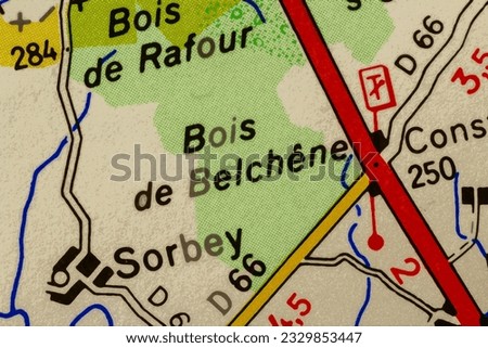 Bois-de-Belchene, Luxembourg atlas map town plan in water colour