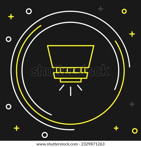 Line Fire sprinkler system icon isolated on black background. Sprinkler, fire extinguisher solid icon. Colorful outline concept. Vector