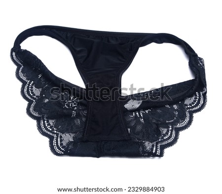 Women's black lace panties isolated on white background